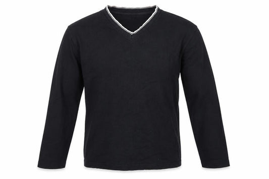 BHS Men's Black Cotton Pullover Jumper S V-Neck Casual