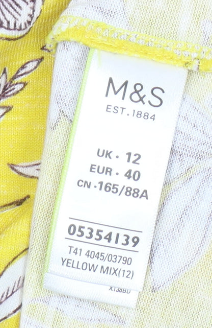 Marks & Spencer Women's Yellow Floral Tunic Size 12