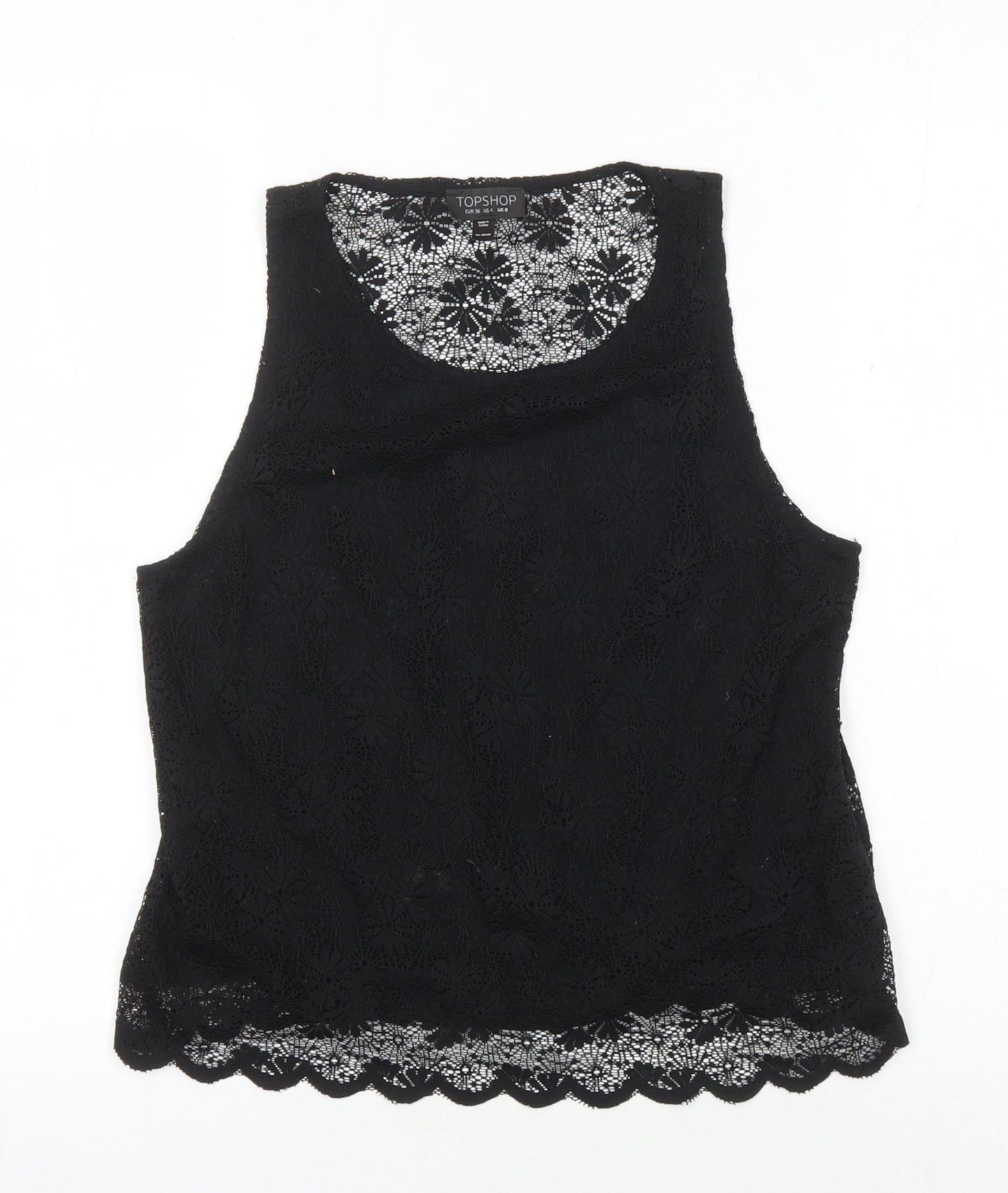 Topshop Women's Black Lace Tank Size 8 - Elegant Wardrobe Essential
