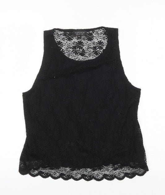 Topshop Women's Black Lace Tank Size 8 - Elegant Wardrobe Essential