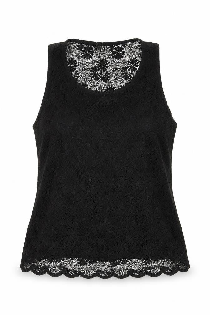 Topshop Women's Black Lace Tank Size 8 - Elegant Wardrobe Essential