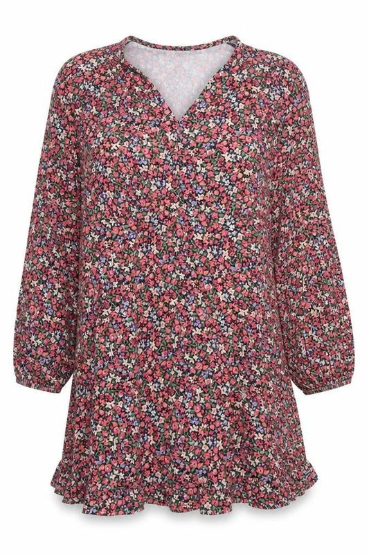 Simply Be Women's Multicoloured 3/4 Sleeve Wrap Dress