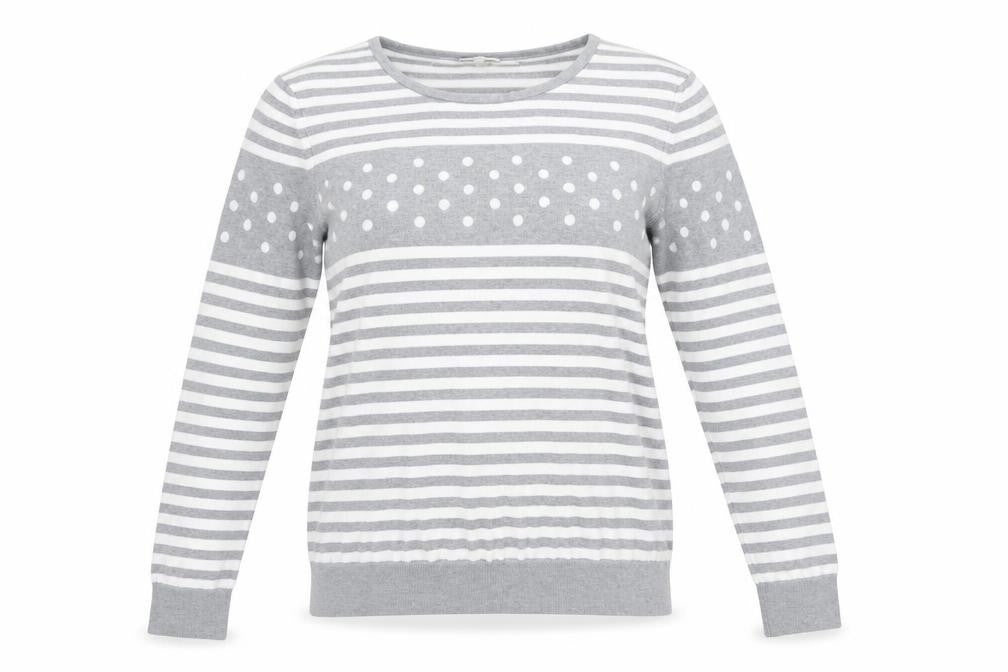 Country Casuals Women's Grey Striped Pullover Jumper, L - Casual