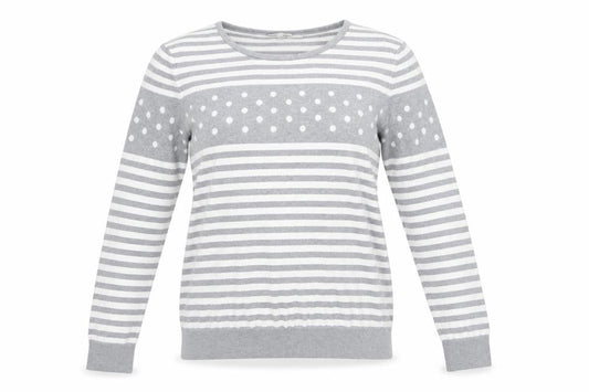 Country Casuals Women's Grey Striped Pullover Jumper, L - Casual