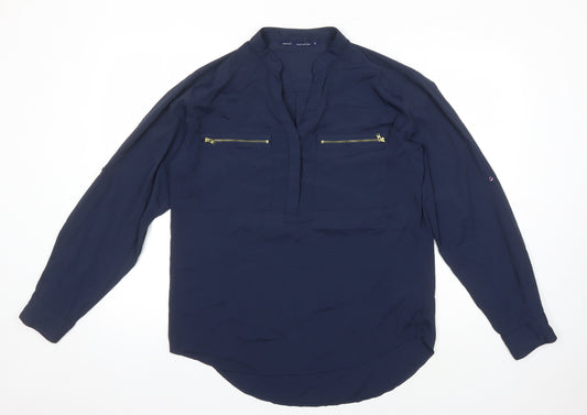 Next Women's Blue High Neck Long Sleeve Blouse - Size 12