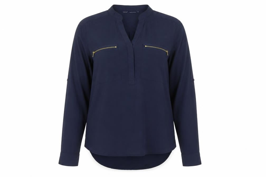 Next Women's Blue High Neck Long Sleeve Blouse - Size 12