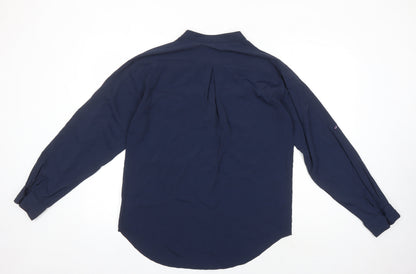 Next Women's Blue High Neck Long Sleeve Blouse - Size 12