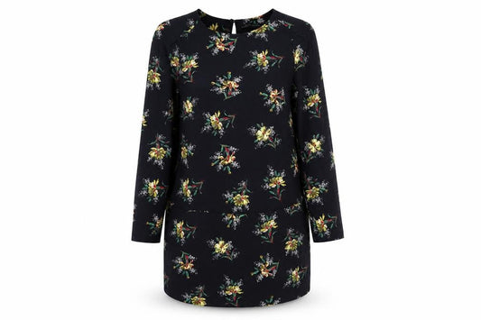 Zara Women's Black Floral Silk Shift Dress Size S