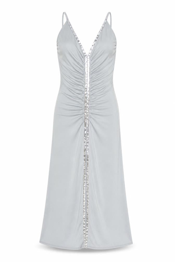 Warehouse Women's Grey Midi Slip Dress - Size 6