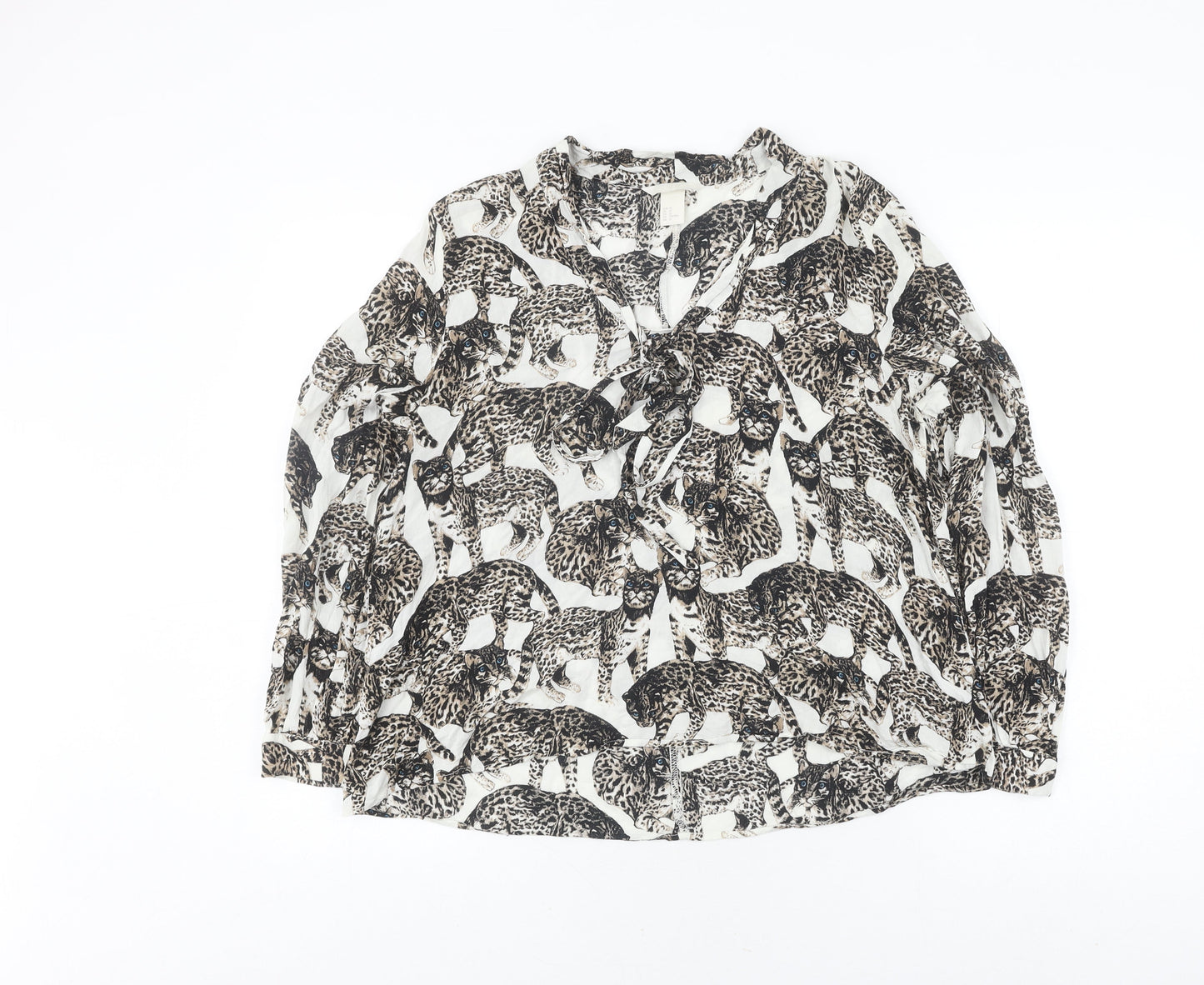 H&M Women's Animal Print Blouse, Size 14