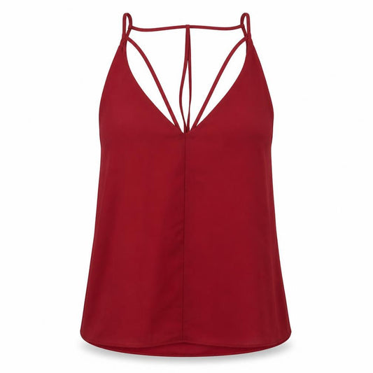 Boohoo Women's Red Camisole V-Neck Tank Top Size 8
