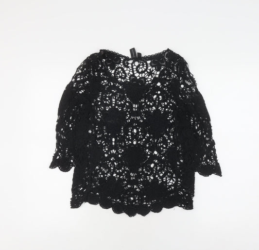 Izabel London Women's Black Crochet Blouse Size 12/14