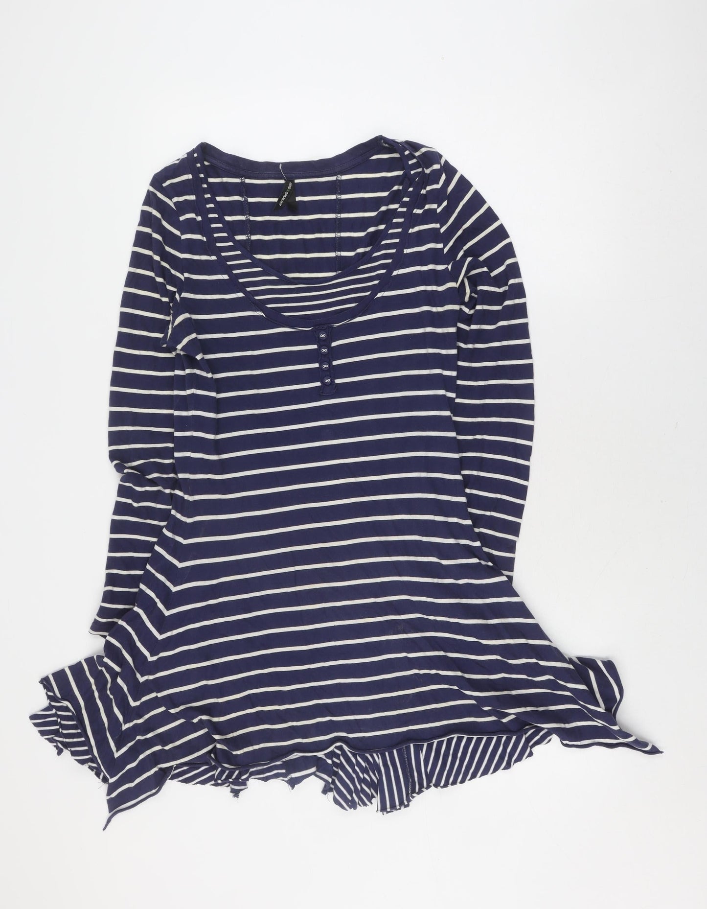 Marks and Spencer Women's Blue Striped T-Shirt Size 10