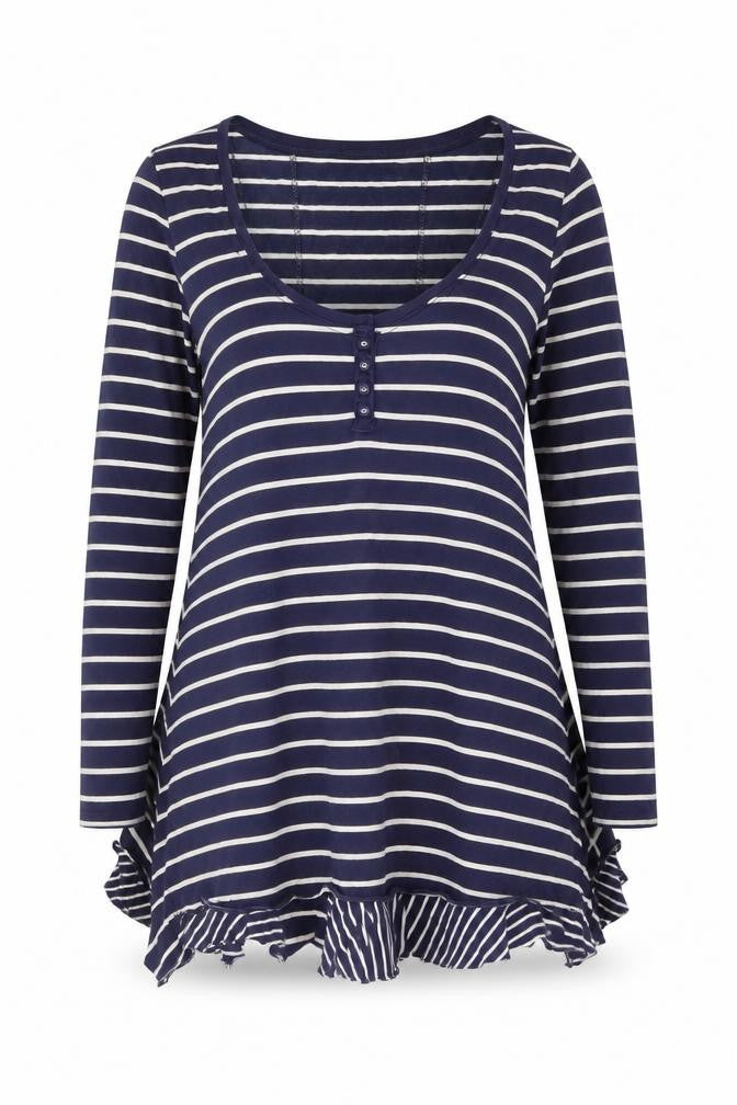 Marks & Spencer Women's Blue Striped T-Shirt Size 10