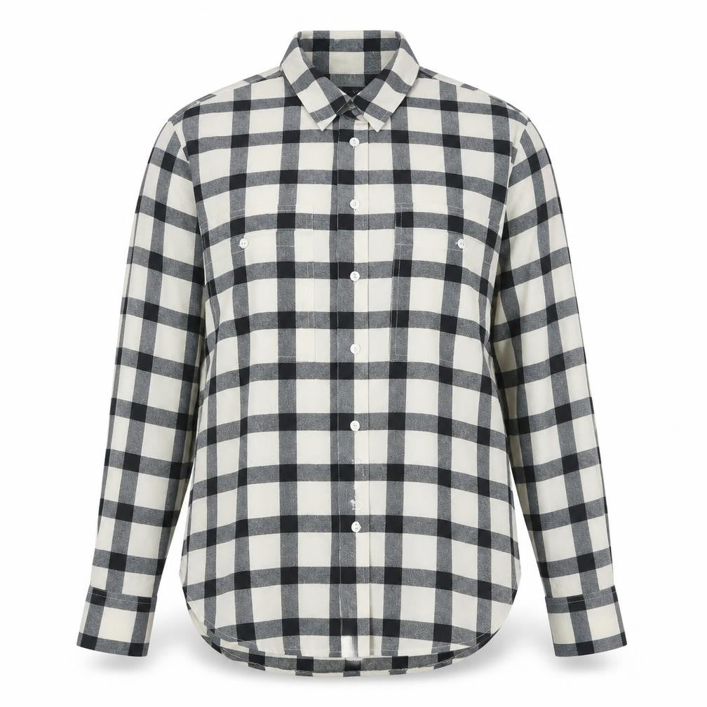 Marks & Spencer Women's Blue Check Button-Up Shirt Size 8