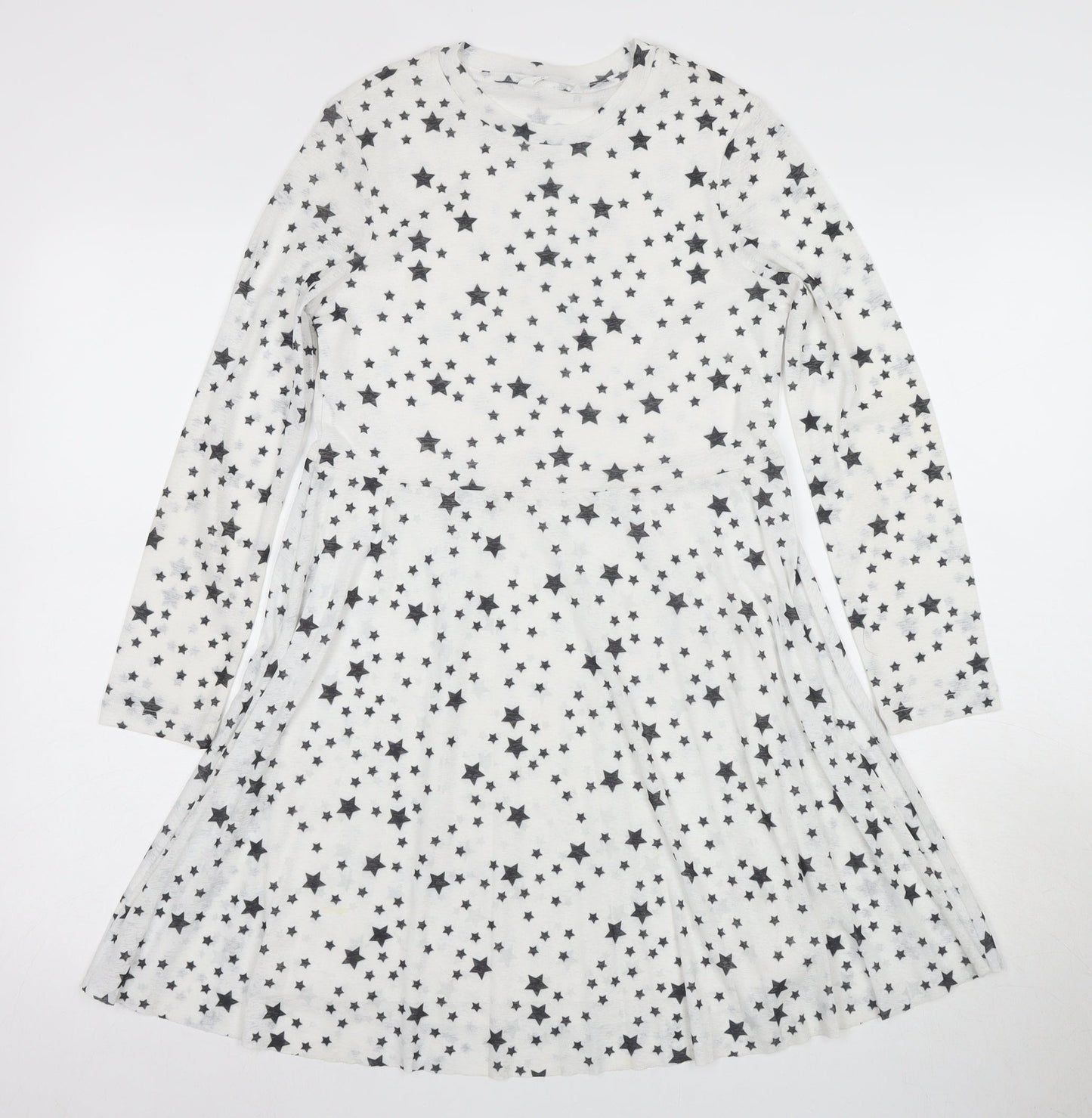 Marks and Spencer Girls White Star A-Line Dress 10-11Y
