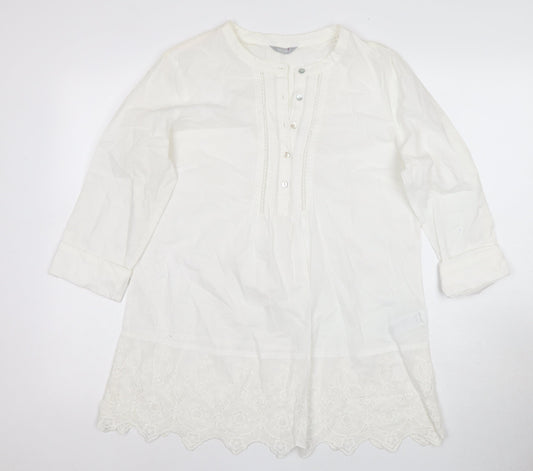 Marks and Spencer Women White Size 12 Cotton Dress