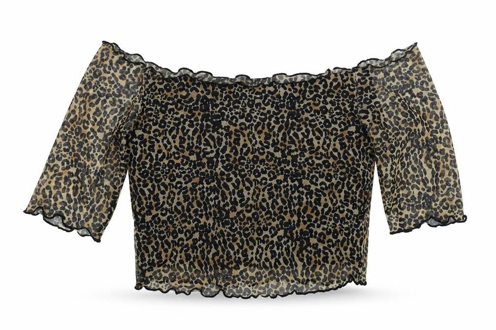 Bershka Women's Cropped Animal Print Blouse, M