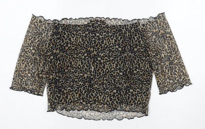Bershka Women's Cropped Animal Print Blouse, M