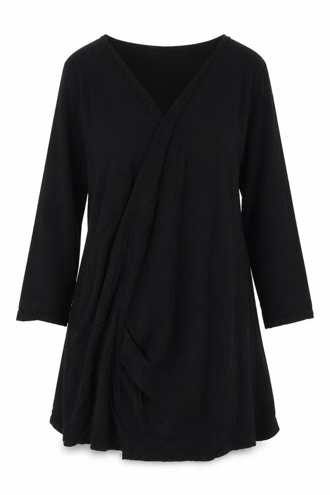 Jean Marc Philippe Black Blouse Women Long Sleeve Viscose