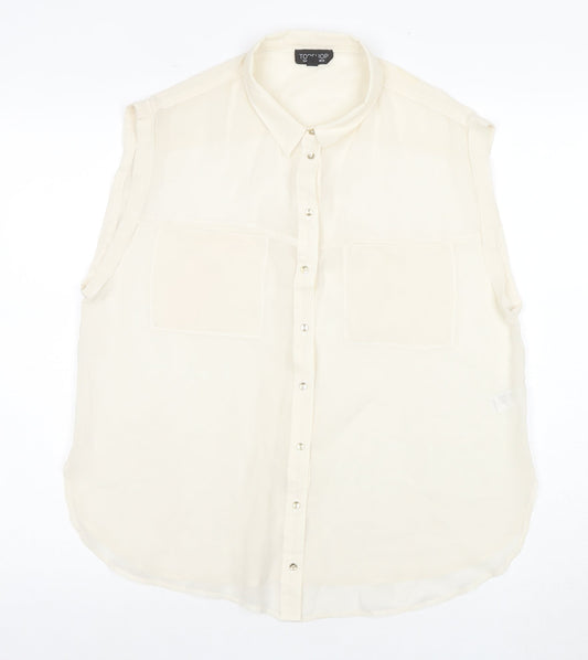 Topshop Women’s Ivory Sleeveless Button-Up Shirt