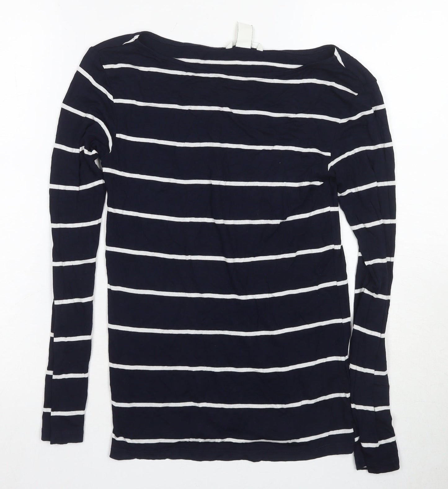 H&M Women's Blue Striped Long Sleeve Basic Top