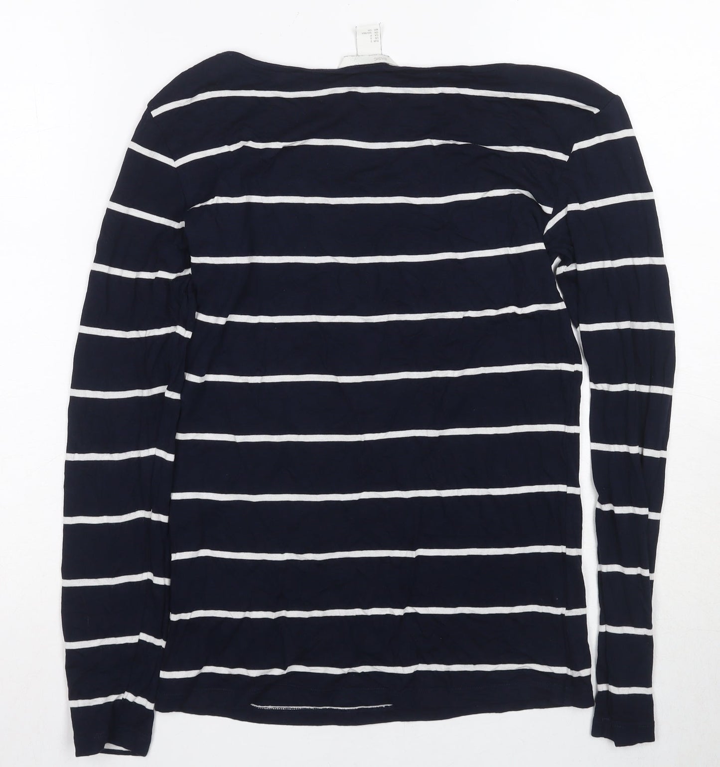 H&M Women's Blue Striped Long Sleeve Basic Top