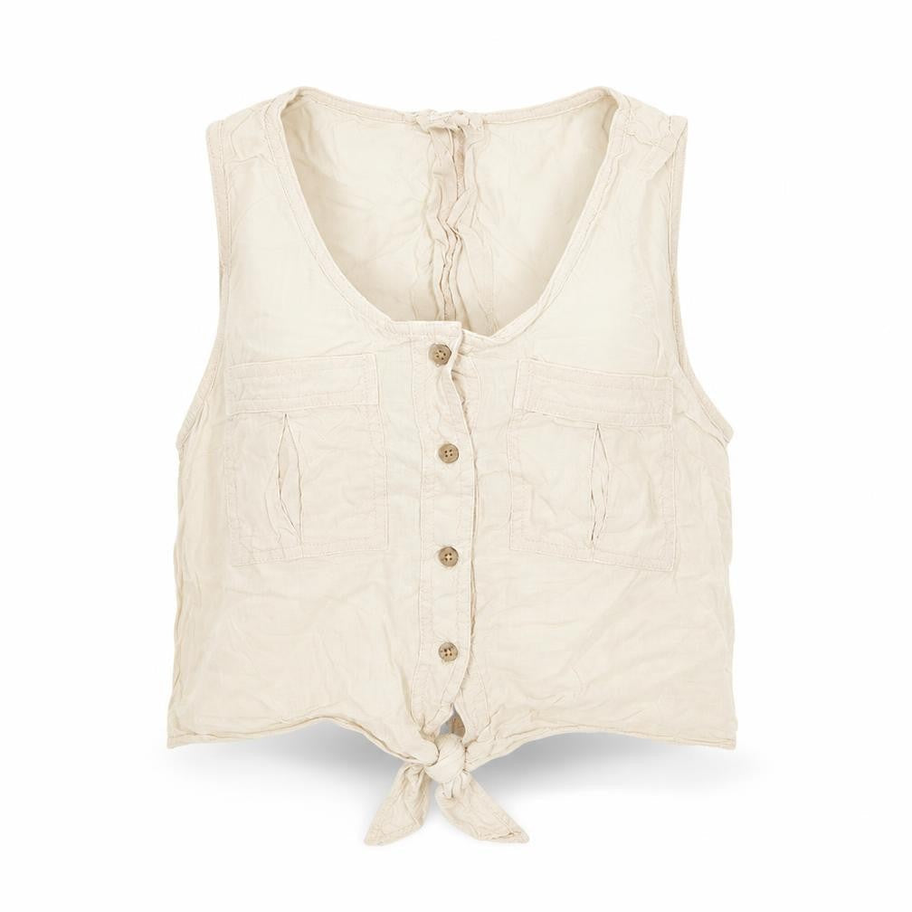 Topshop Beige Sleeveless Cropped Blouse - UK 8