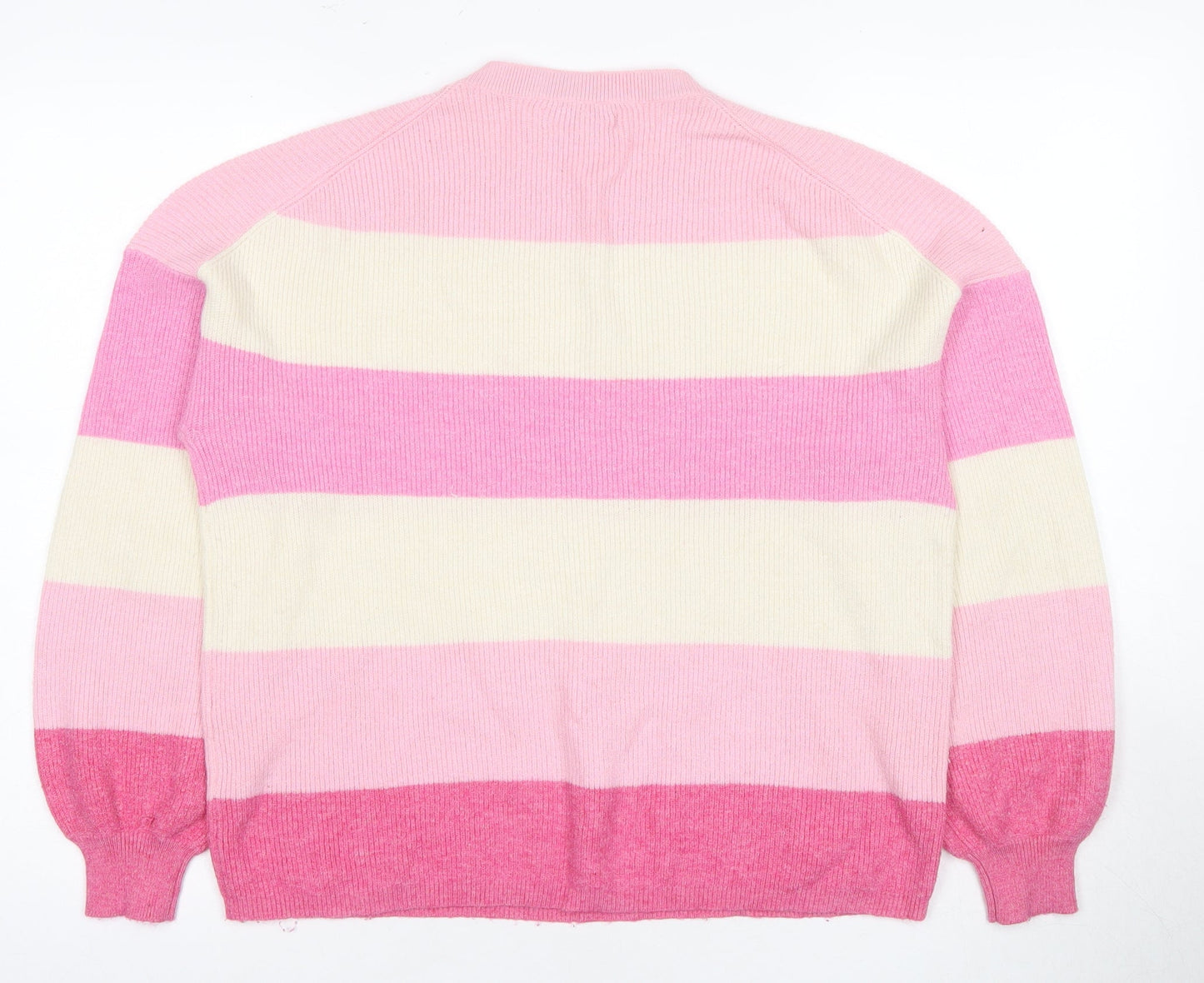 ONLY Women's Pink Striped Knit Pullover Jumper, Size M
