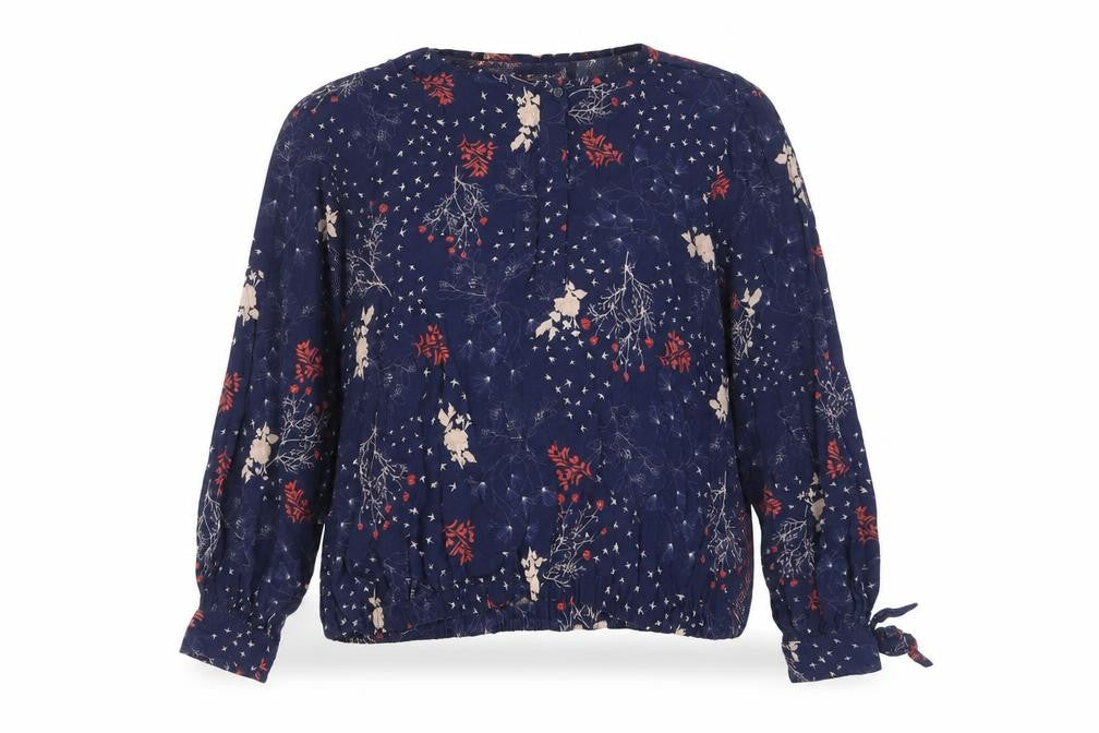 Rdalamal Women's Blue Floral Tunic Blouse Size 10