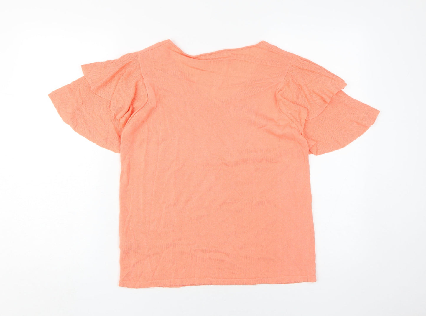Marks and Spencer Women's Orange V-Neck Flared T-Shirt - Size 10