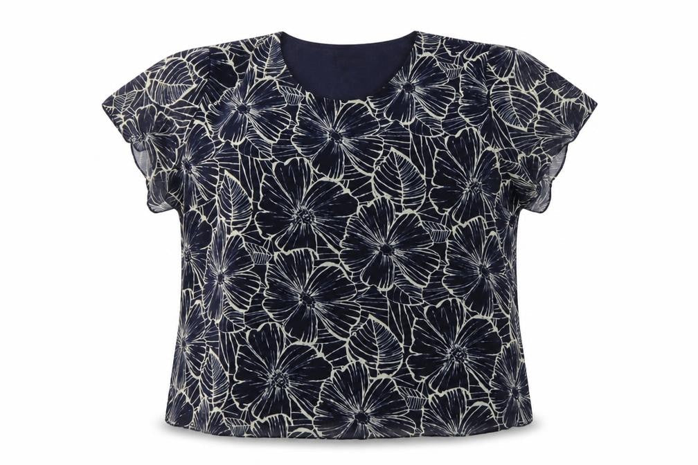 Forever Women's Floral Blue 2XL Tunic Blouse