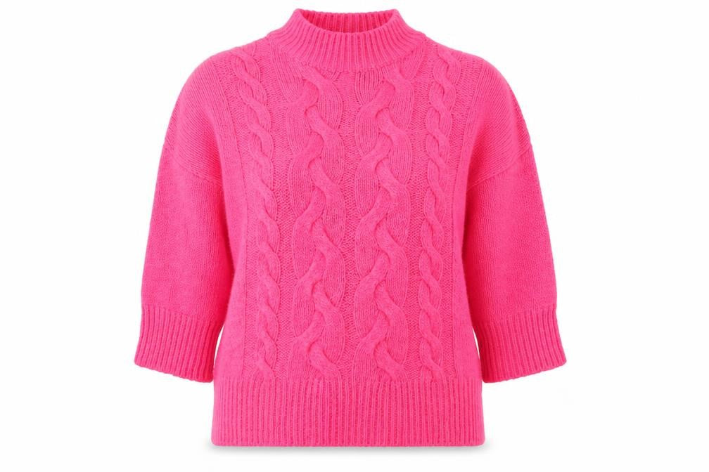 Next Women's Pink Cable-Knit Mock Neck Jumper XL
