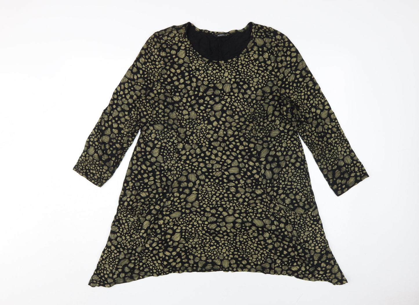 Roman Women's Black Animal Print Shift Dress Size 12