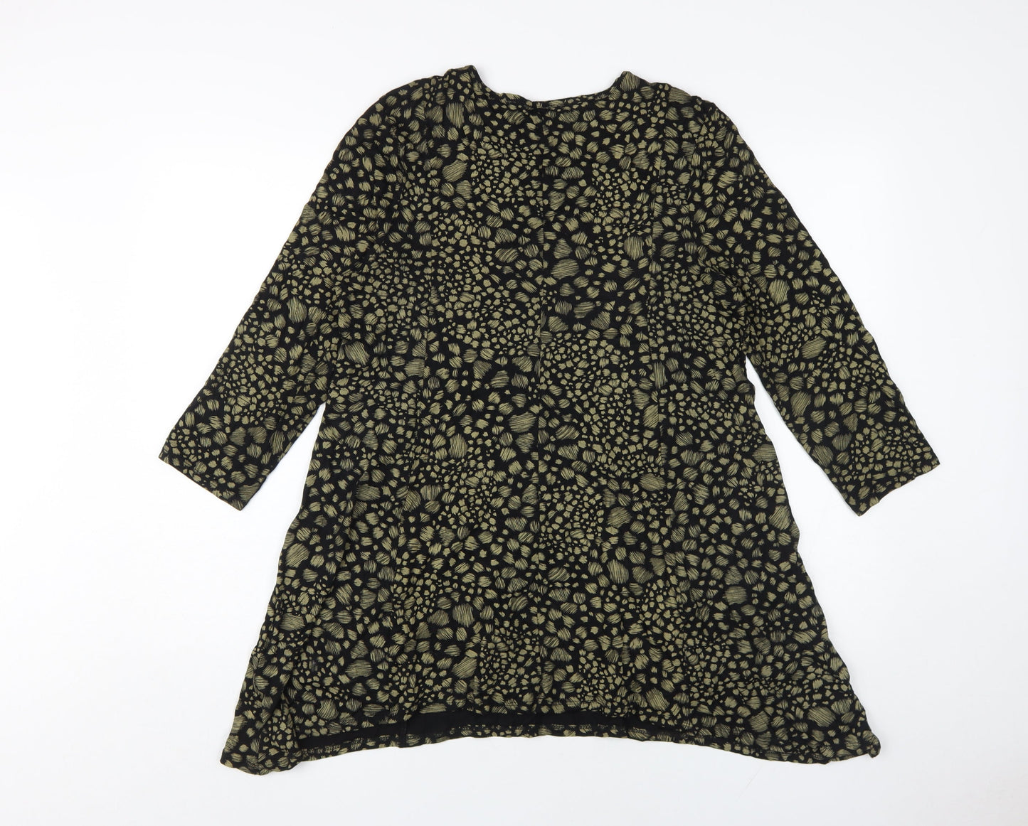 Roman Women's Black Animal Print Shift Dress Size 12