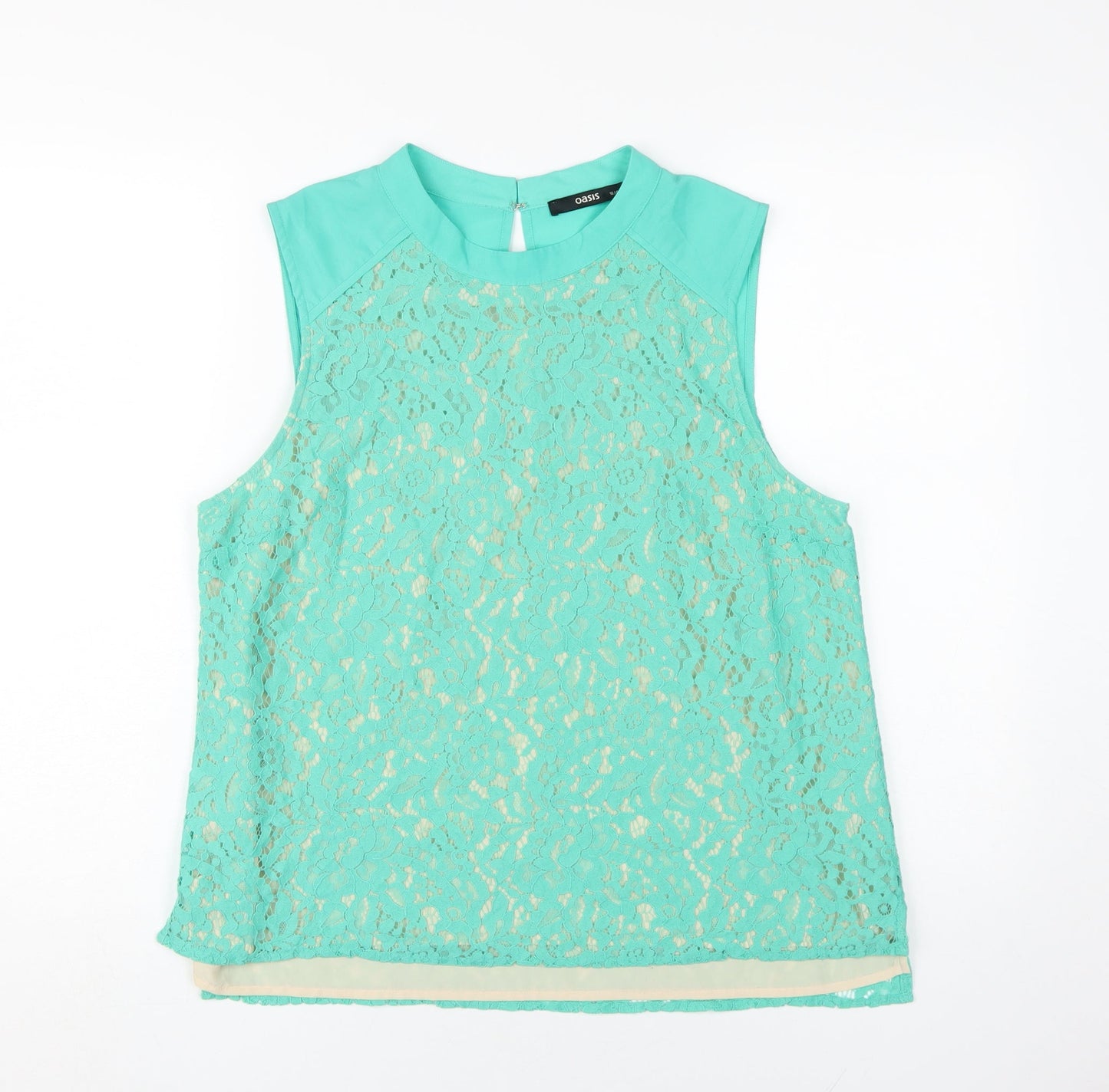 Oasis Womens Green High Neck Sleeveless Top