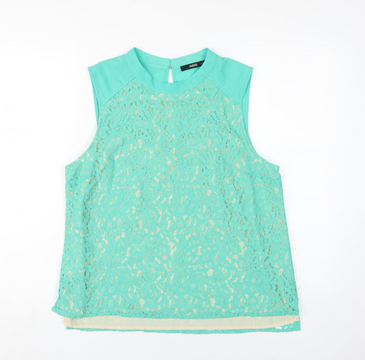Oasis Womens Green High Neck Sleeveless Top