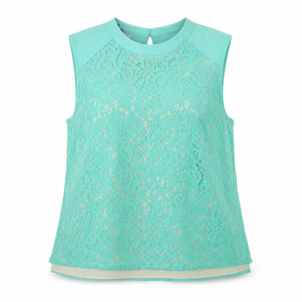 Oasis Womens Green High Neck Sleeveless Top