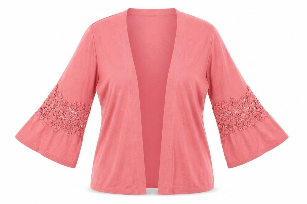 M&Co Women's Pink Bell Sleeve Cardigan Size 12