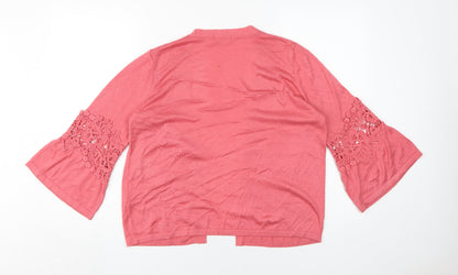 M&Co Women's Pink Bell Sleeve Cardigan Size 12