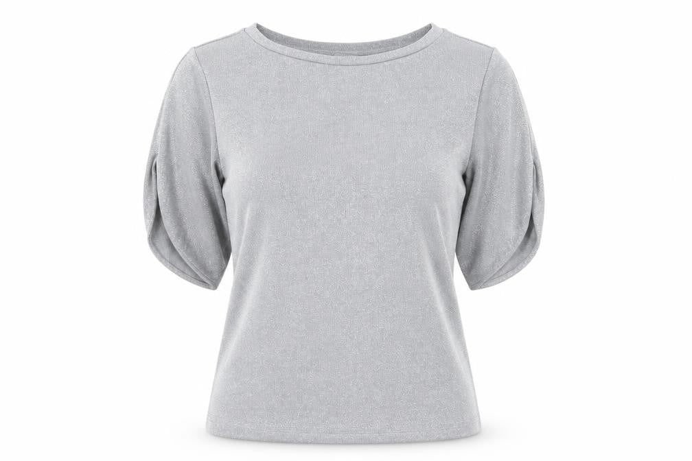 Reiss Women's Silver 3/4 Sleeve Knit Top - Size S