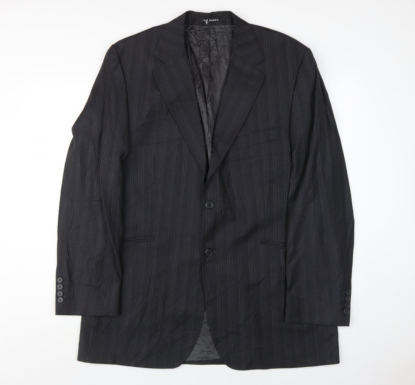 Jeff Banks Men's Black 44 Blazer Striped Formal Long