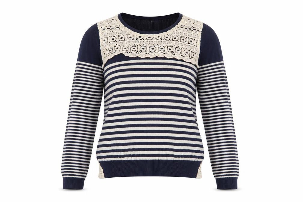 Ken Women's Blue Striped Pullover Jumper Size S