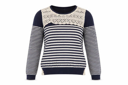 Ken Women's Blue Striped Pullover Jumper Size S
