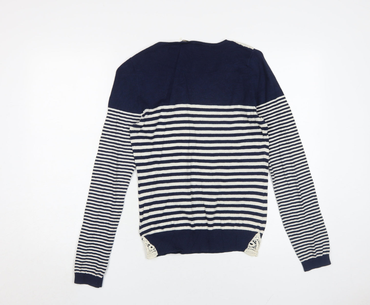 Ken Women's Blue Striped Pullover Jumper Size S