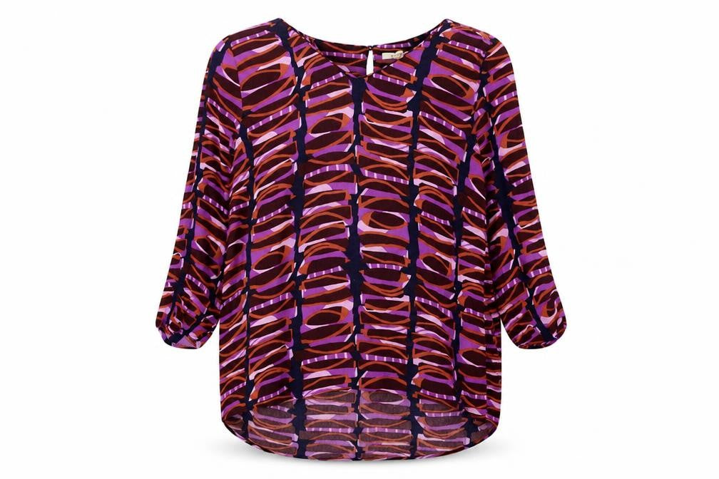White Stuff Women's Purple Blouse, Size 12, 3/4 Sleeve