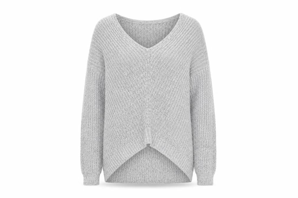 JACQUELINE de YONG Women's Grey V-Neck Pullover Jumper - L