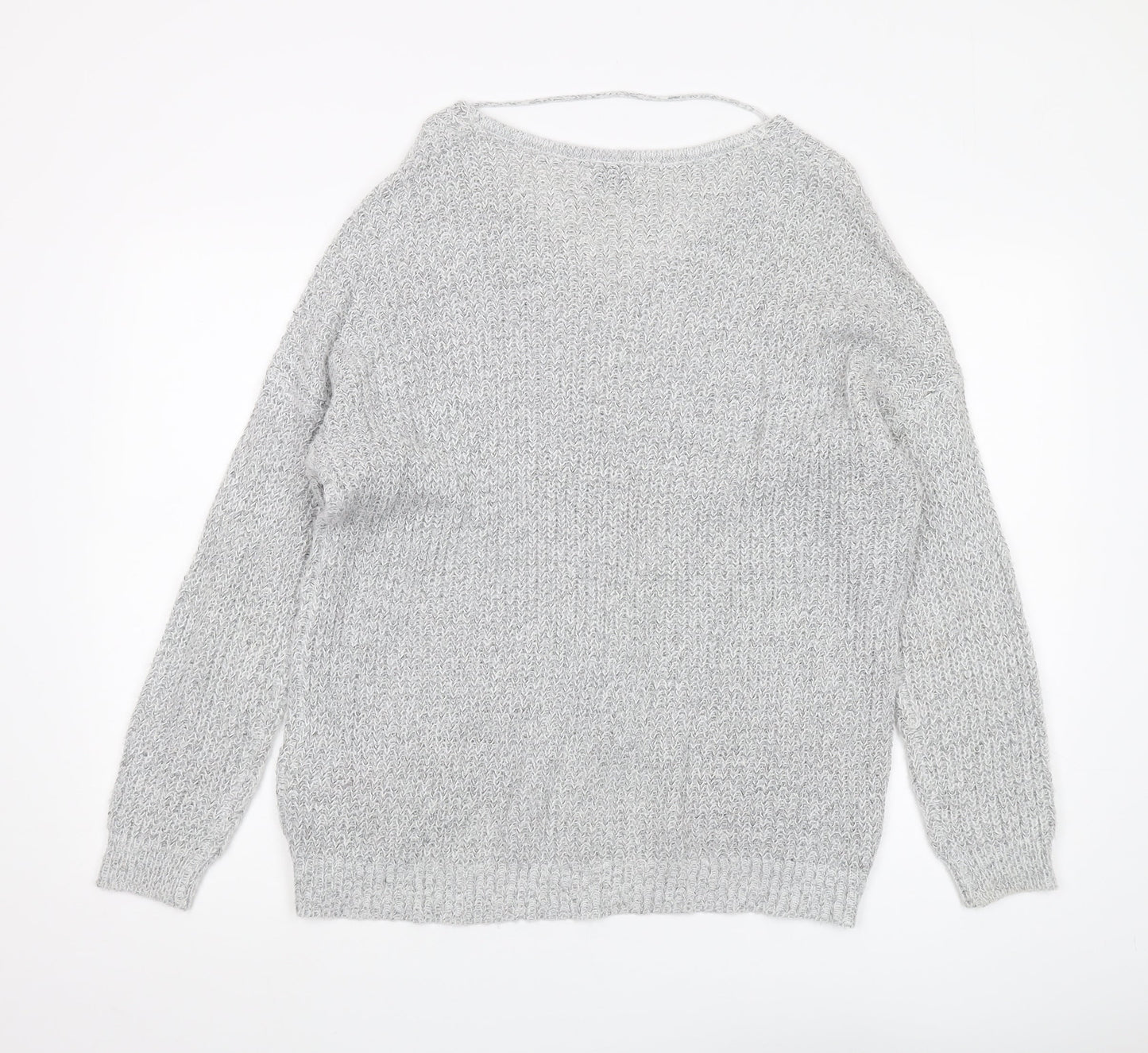JACQUELINE de YONG Women's Grey V-Neck Pullover Jumper - L