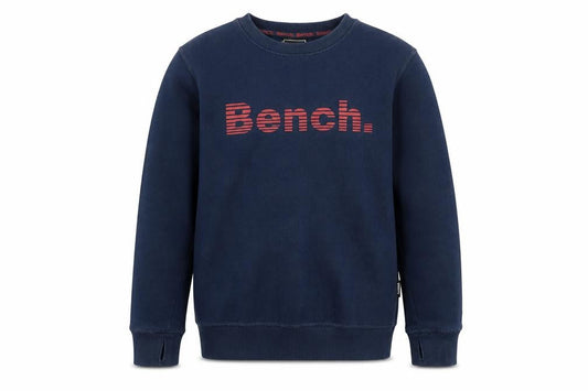 Front view of Bench boys’ blue pullover sweatshirt, logo, 11-12 years