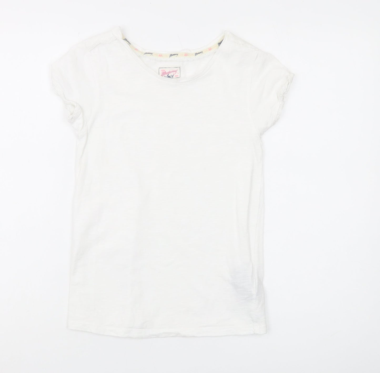 Mantaray Girls' White Cotton Crew Neck T-Shirt, Age 11